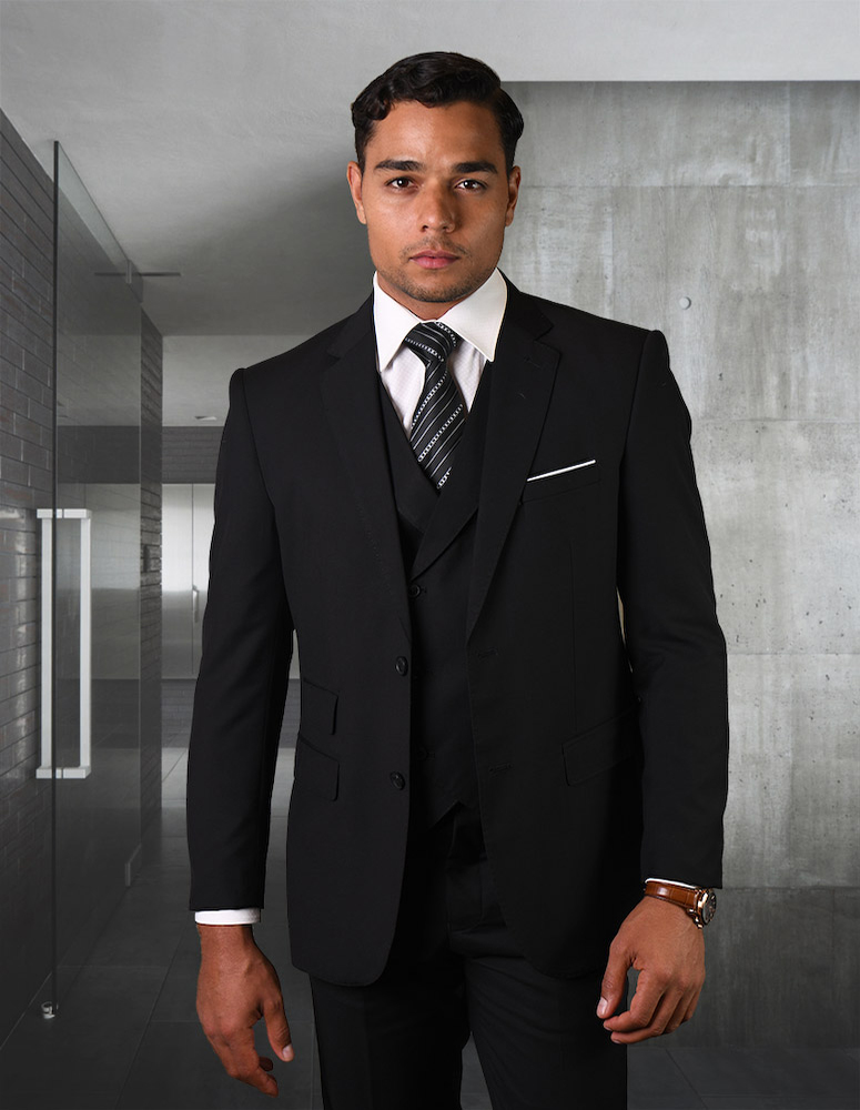 Luxurious 100% Super Fine Italian Wool Black Suit Jacket – Tomasso Black