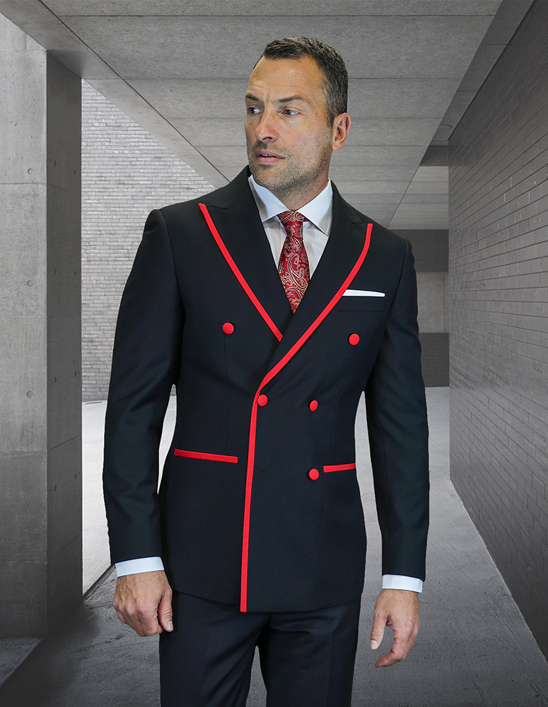  STATEMENT DOUBLE BREASTED SUIT WITH CONTRAST PIPING