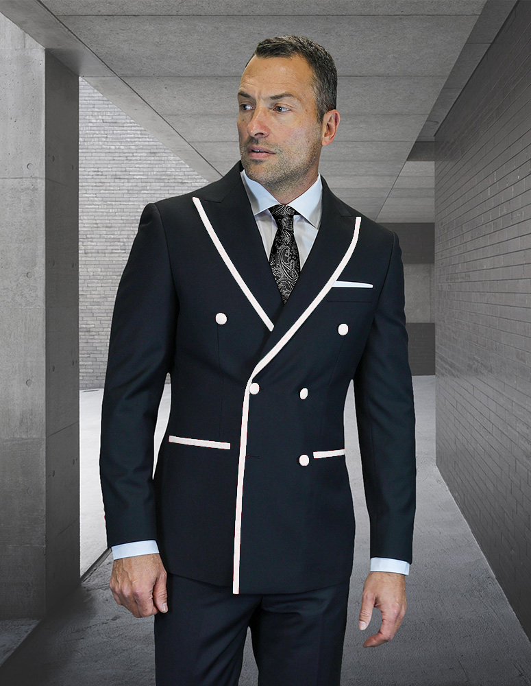  STATEMENT DOUBLE BREASTED SUIT WITH CONTRAST PIPING 