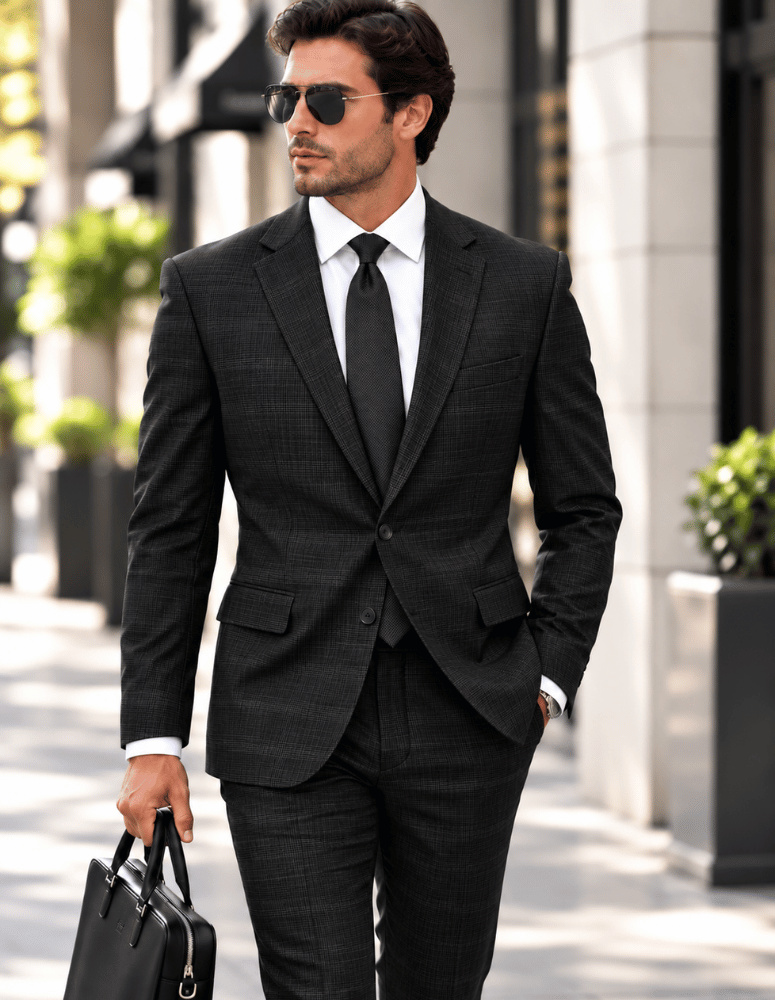 STATEMENT 2PC ITALIAN WOOL SUIT. SUPER 200'S. MODERN FIT FLAT FRONT PANTS 