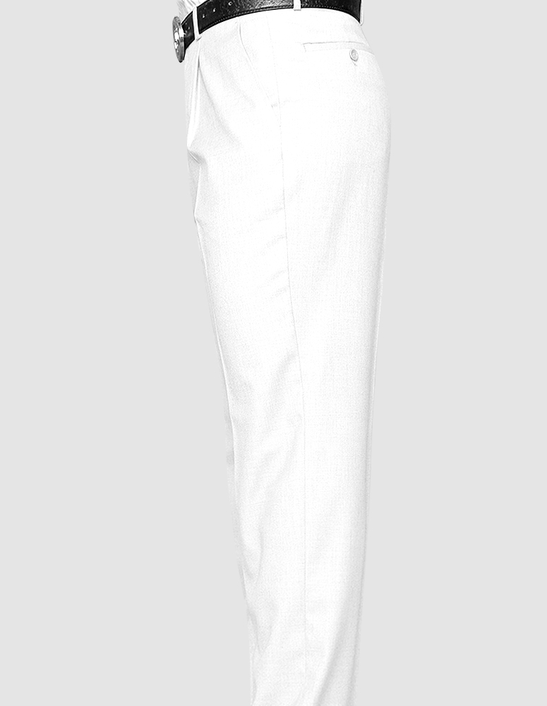 WHITE PLEATED DRESS PANTS REGULAR FIT SUPER 150'S ITALIAN WOOL FABRIC  