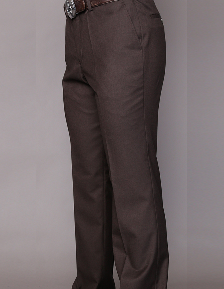 BROWN ITALIAN FLAT FRONT MENS WOOL DRESS PANTS HAND TAILORED 