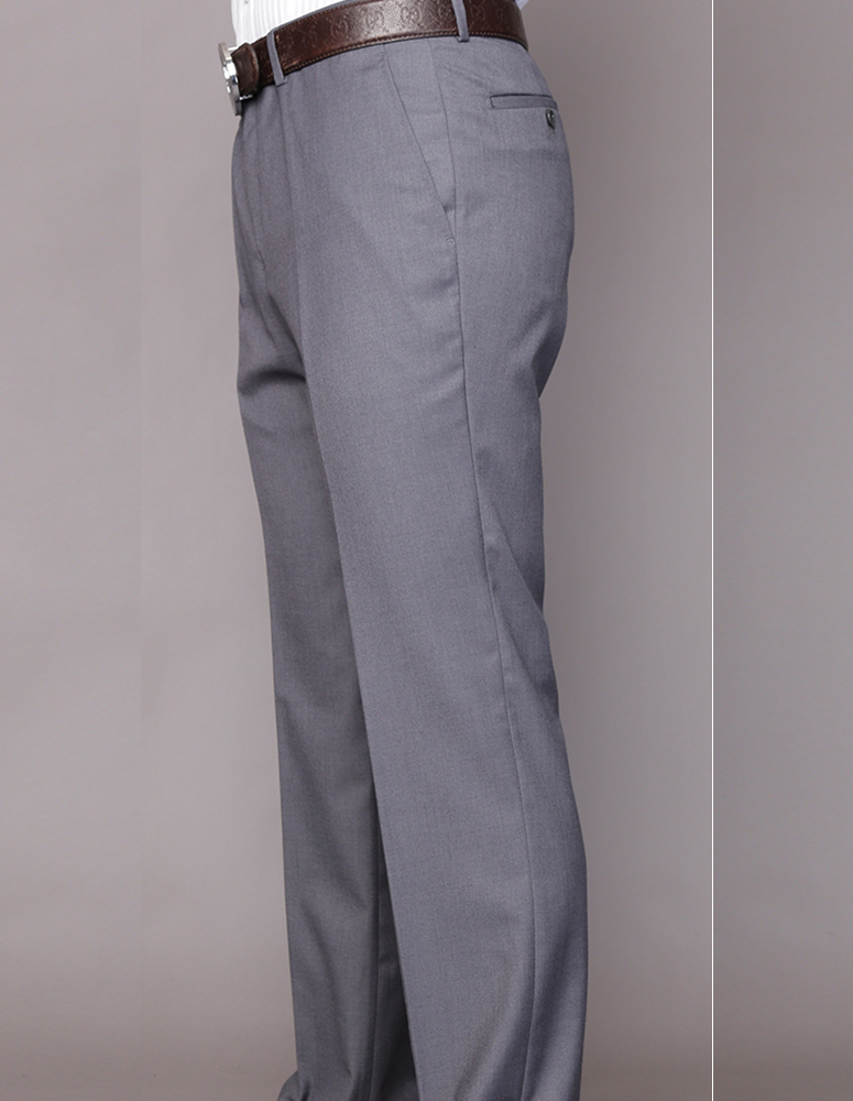 CHARCOAL ITALIAN FLAT FRONT MENS WOOL DRESS PANTS HAND TAILORED