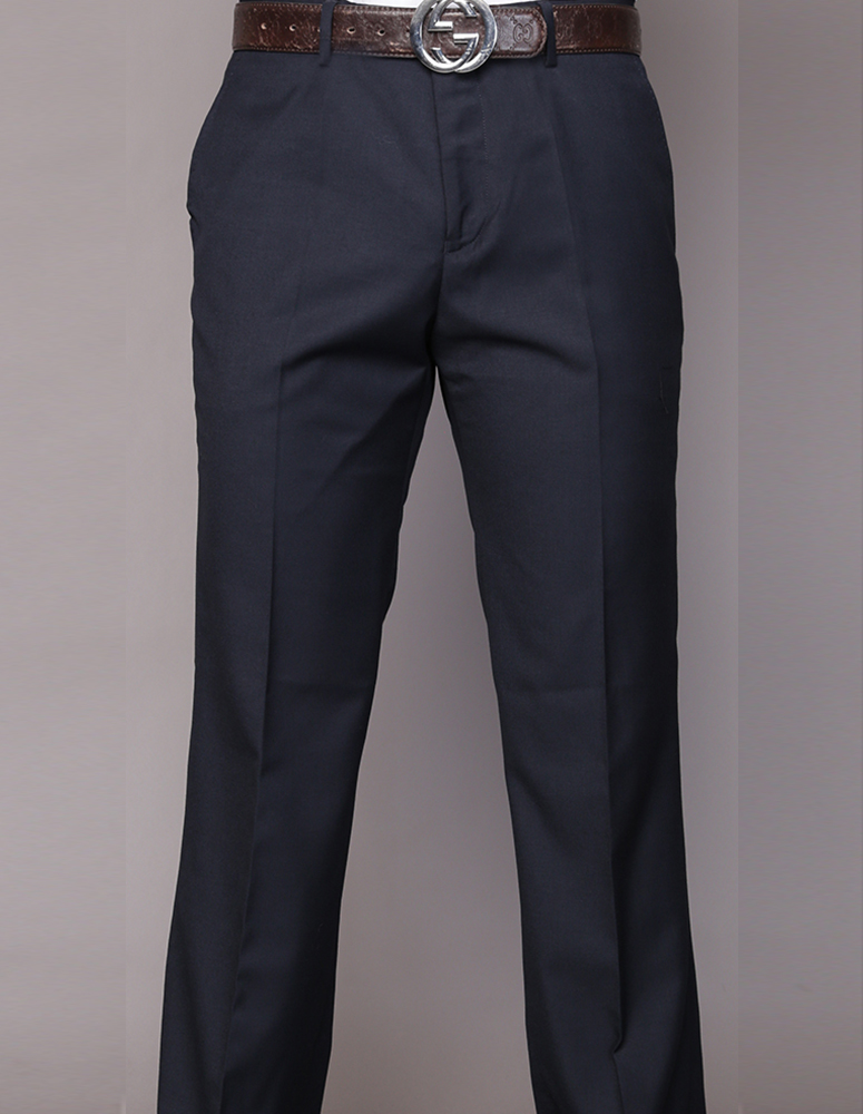 NAVY ITALIAN FLAT FRONT MENS WOOL DRESS PANTS HAND TAILORED