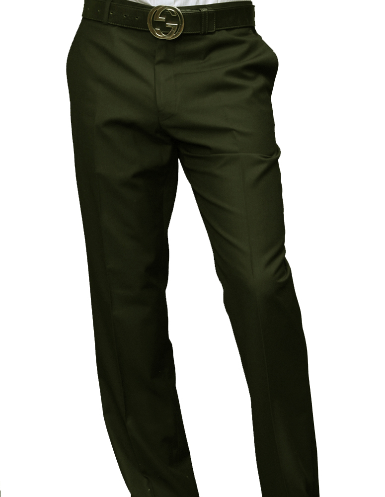 OLIVE ITALIAN FLAT FRONT MENS WOOL DRESS PANTS HAND TAILORED 