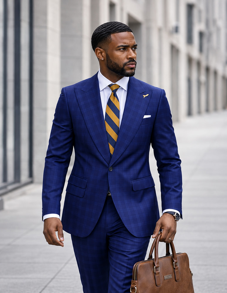 STATEMENT 2PC ITALIAN WOOL SUIT. SUPER 200'S MODERN FIT. FLAT FRONT PANTS 