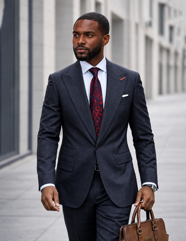 STATEMENT 2PC ITALIAN WOOL SUIT. SUPER 200'S MODERN FIT. FLAT FRONT PANTS
