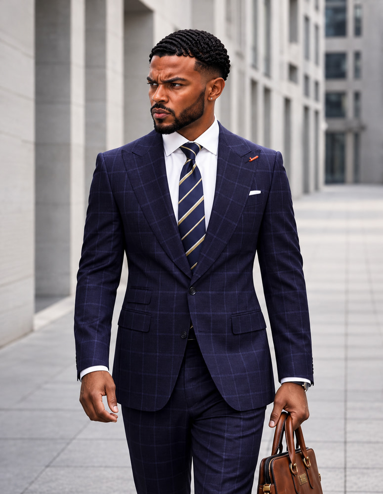 STATEMENT 2PC ITALIAN WOOL SUIT. SUPER 200'S MODERN FIT. FLAT FRONT PANTS 