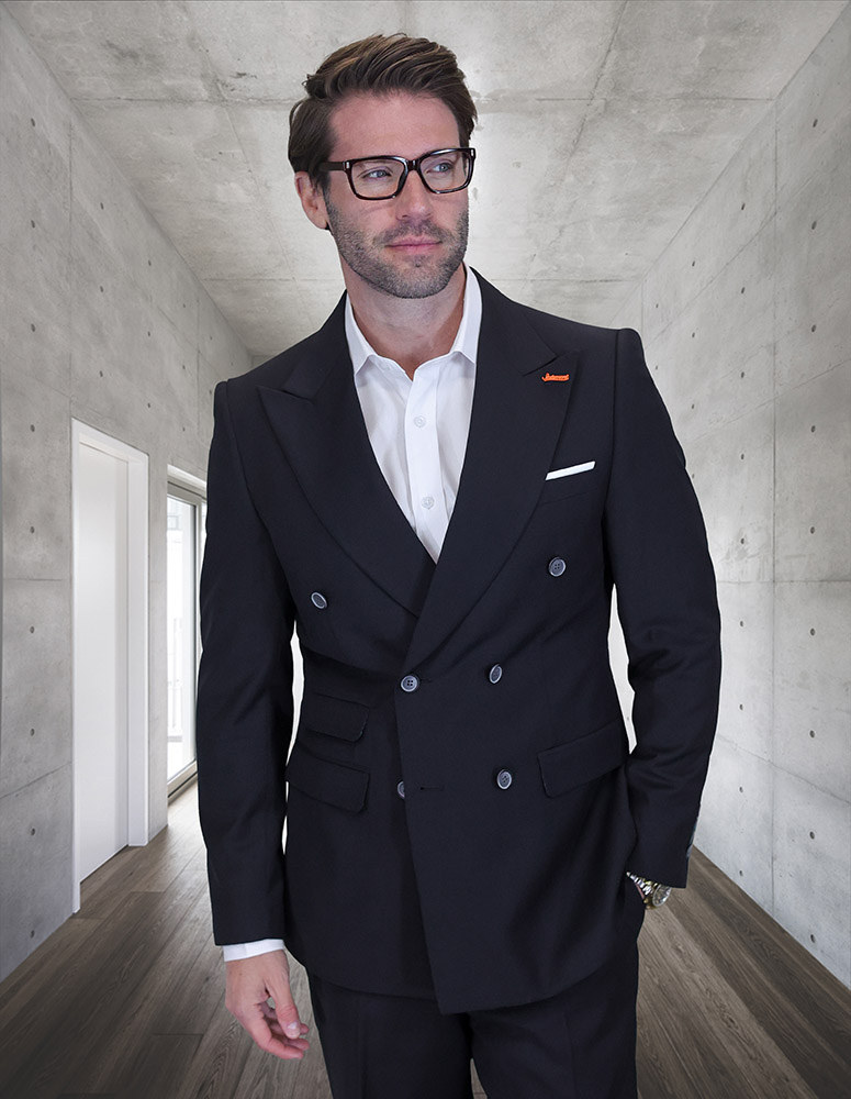 STATEMENT CONFIDENCE SUPER 200'S ITALIAN WOOL DOUBLE BREASTED SUIT 