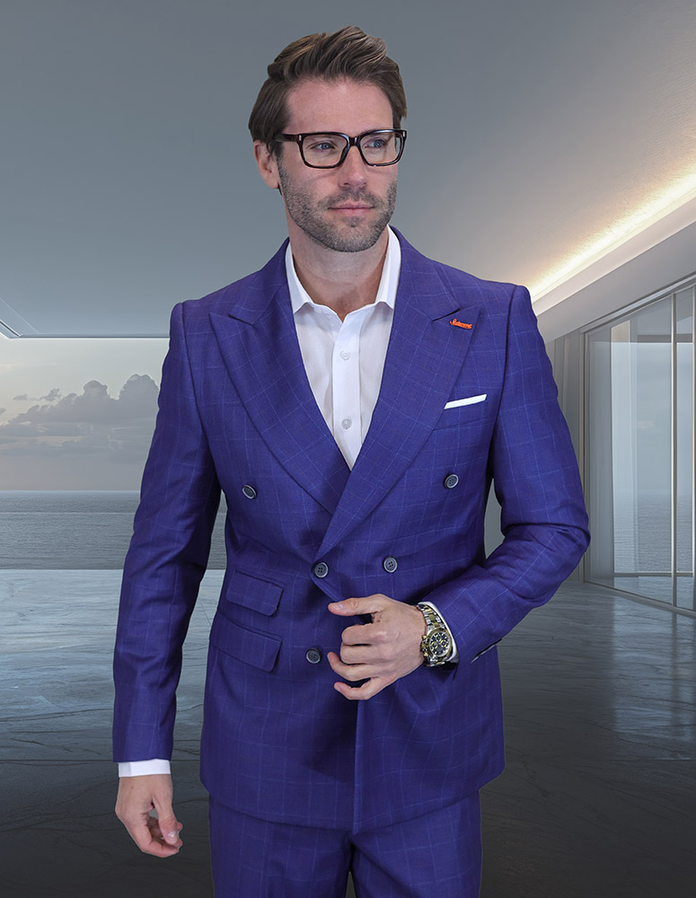 STATEMENT CONFIDENCE SUPER 200'S ITALIAN WOOL DOUBLE BREASTED SUIT 