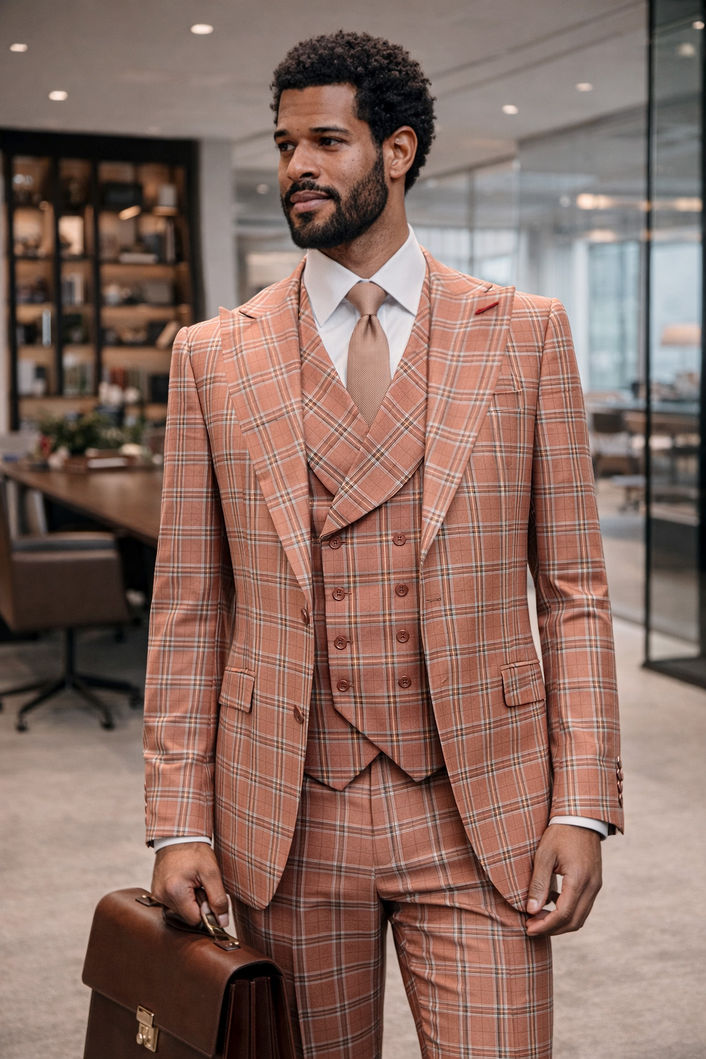 STATEMENT 3PC SUIT SUPER 200'S ITALIAN WOOL AND CASHMERE. MODERN FIT FLAT FRONT PANTS