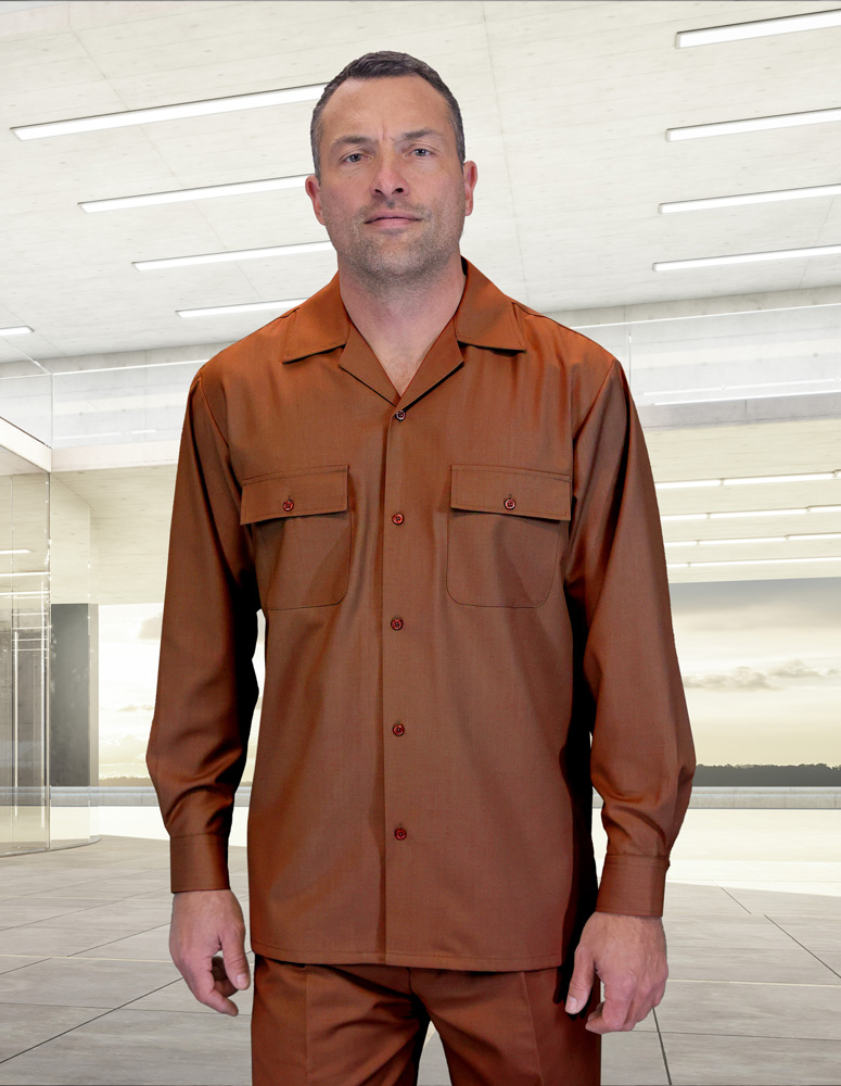 STATEMENT COPPER 2PC WALIKG SET. REGULAR FIT PLEATED PANTS  