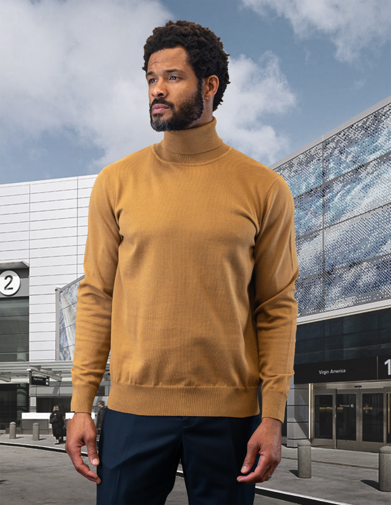 COPPER MODERN FIT TURTLE NECK. WOOL & CASHMERE  