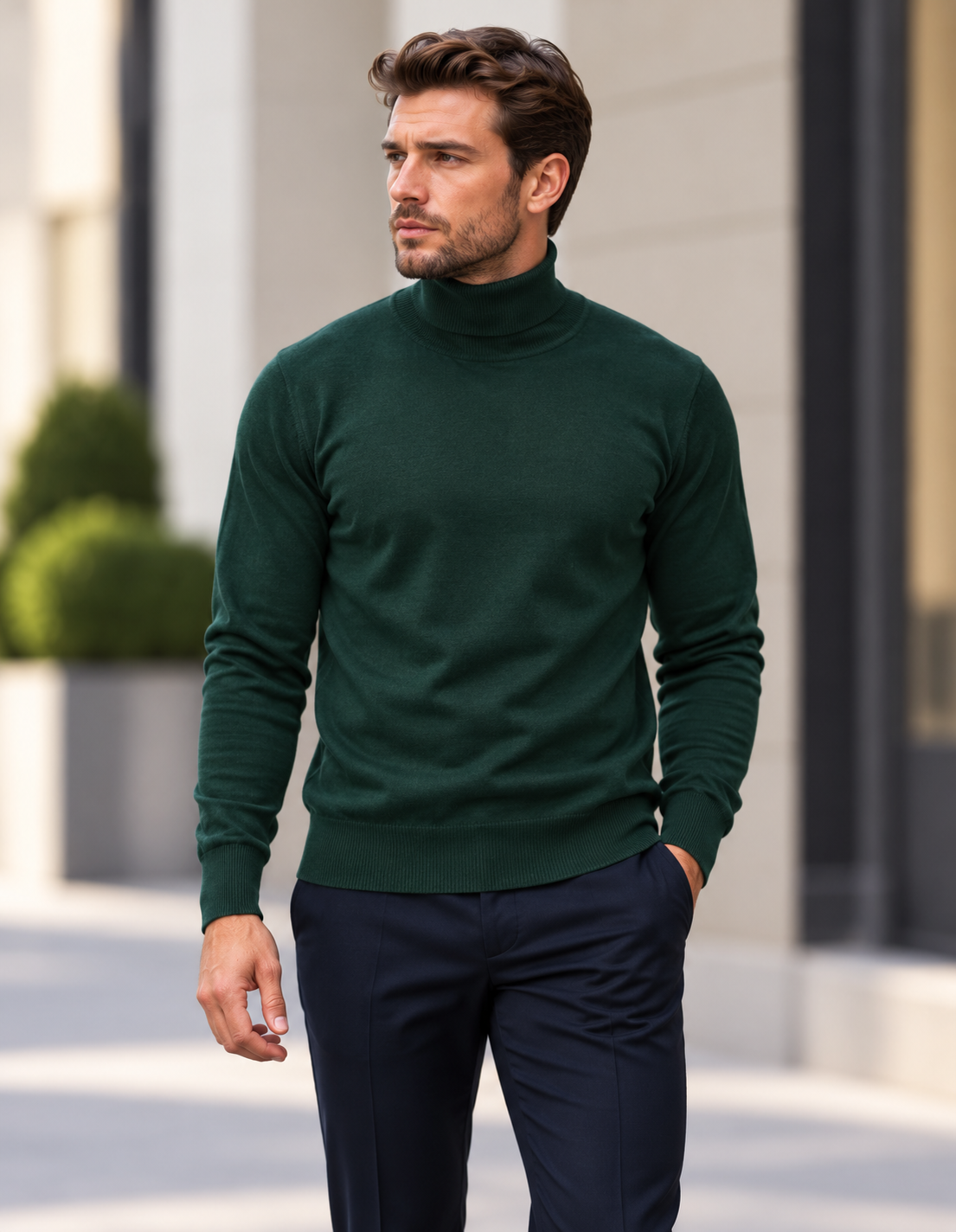 HUNTER MODERN FIT TURTLE NECK. WOOL & CASHMERE 