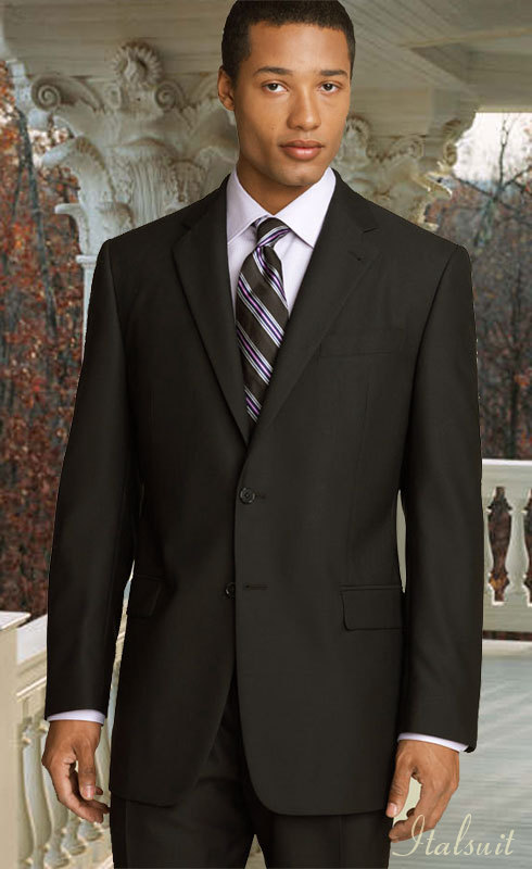CLASSIC 2PC 2 BUTTON SOLID COLOR CHARCOAL MENS SUIT BY STATEMENT. SUPER 150'S EXTRA FINE ITALIAN FABRIC 