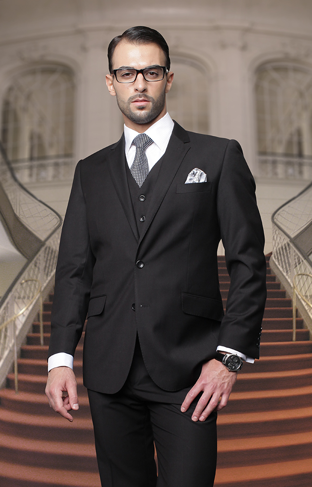 Arezzo Collection - 100% Wool Suit Modern Fit Italian Style 2 Piece in |  Suits Outlets Men's Fashion