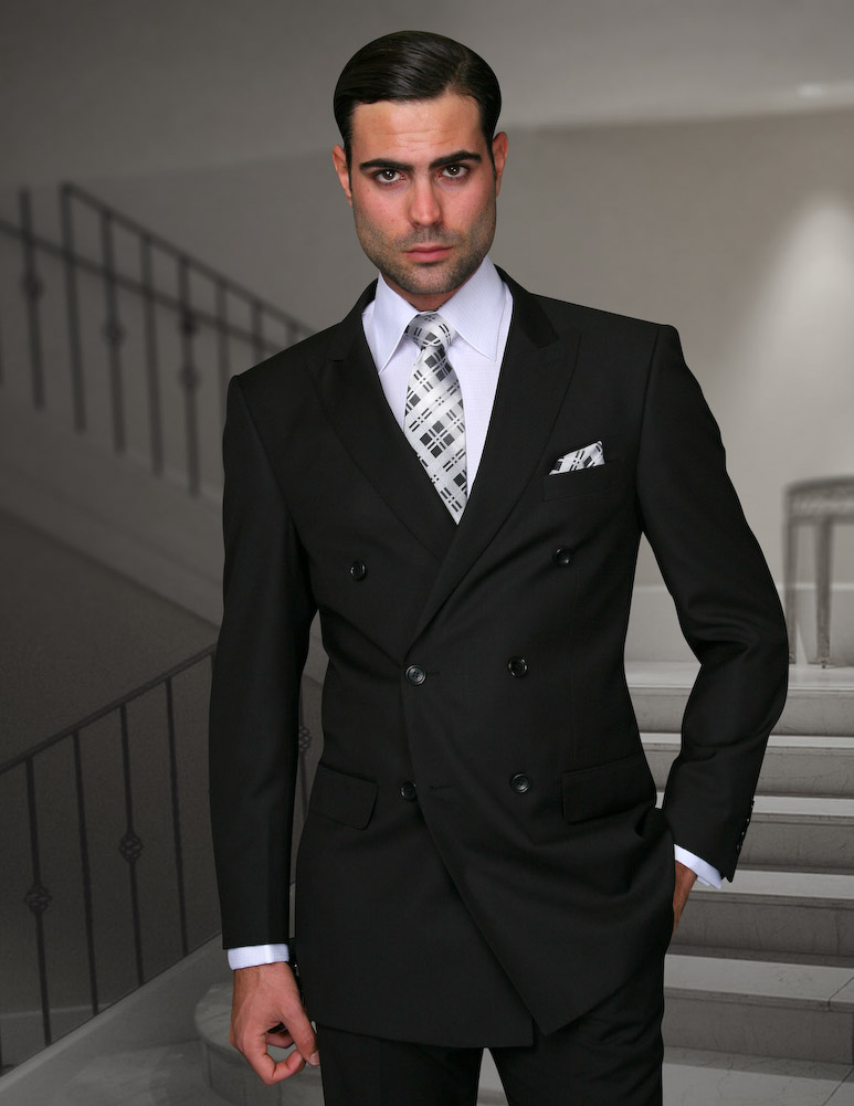 Italian Style Black Wool Tuxedo Suit - Wine Satin Trim II – StudioSuits