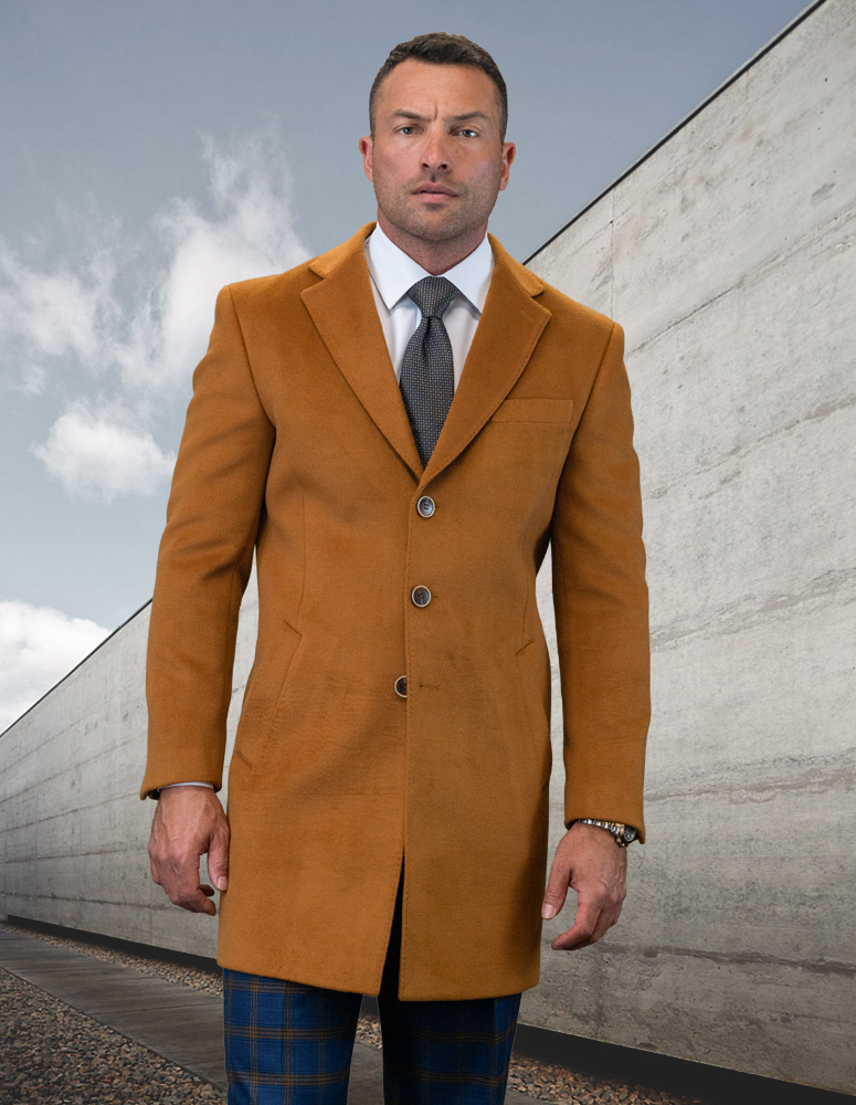 STATEMENT SINGLE BREASTED COPPER OVER COAT 100% WOOL AND CASHMERE  