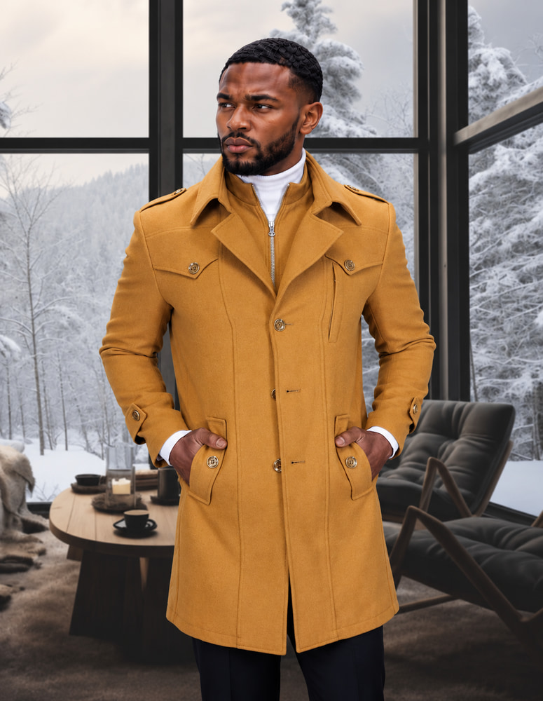 BRICK 3 BUTTON SINGLE JACKET OVER COAT. WOOL AND CASHMERE 