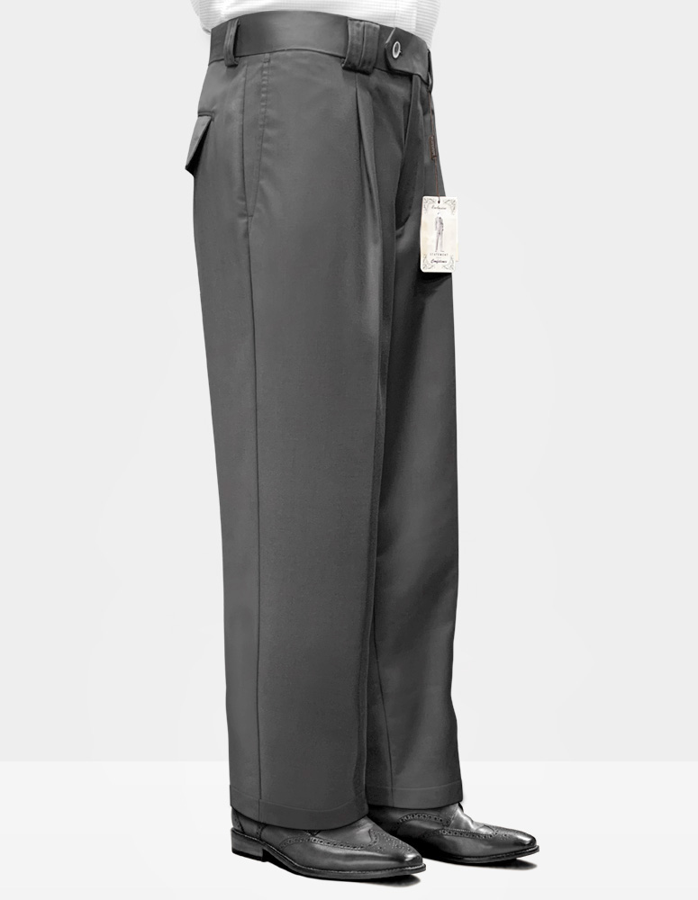 CHARCOAL WIDE LEG DRESS PANTS REGULAR FIT SUPER 150'S ITALIAN WOOL FABRIC  