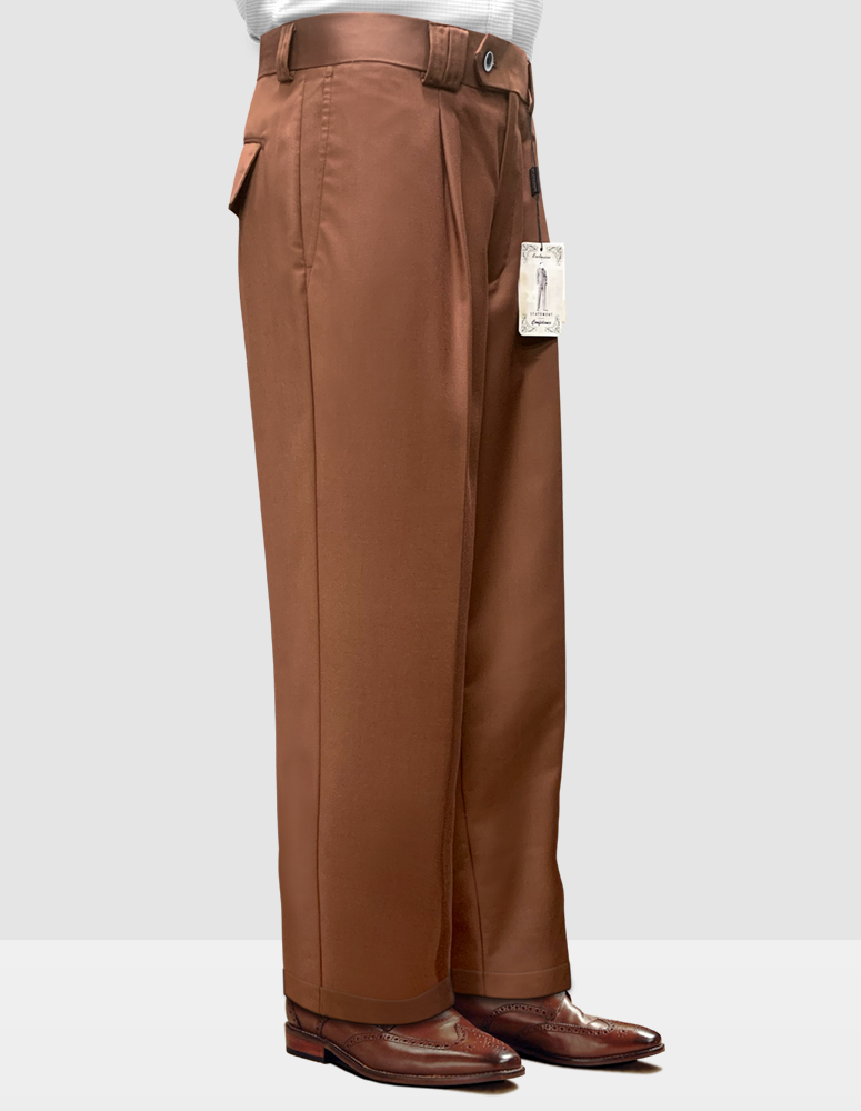 COPPER WIDE LEG DRESS PANTS REGULAR FIT SUPER 150'S ITALIAN WOOL FABRIC  