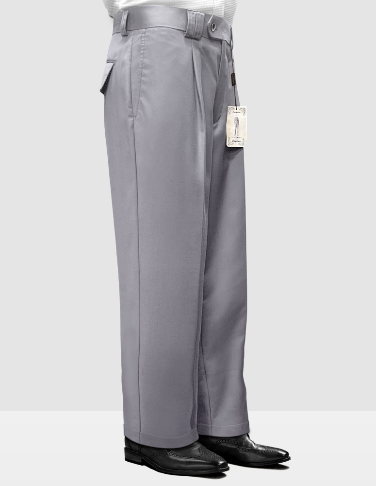 GREY WIDE LEG DRESS PANTS REGULAR FIT SUPER 150'S ITALIAN WOOL FABRIC  