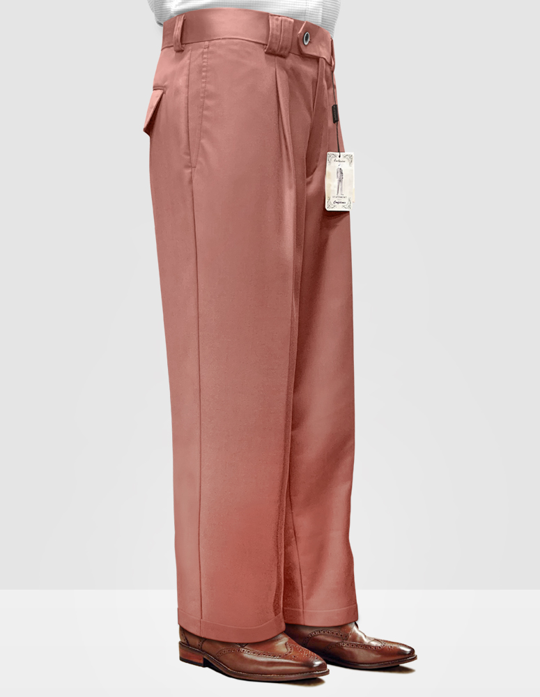 MAUVE WIDE LEG DRESS PANTS REGULAR FIT SUPER 150'S ITALIAN WOOL FABRIC  