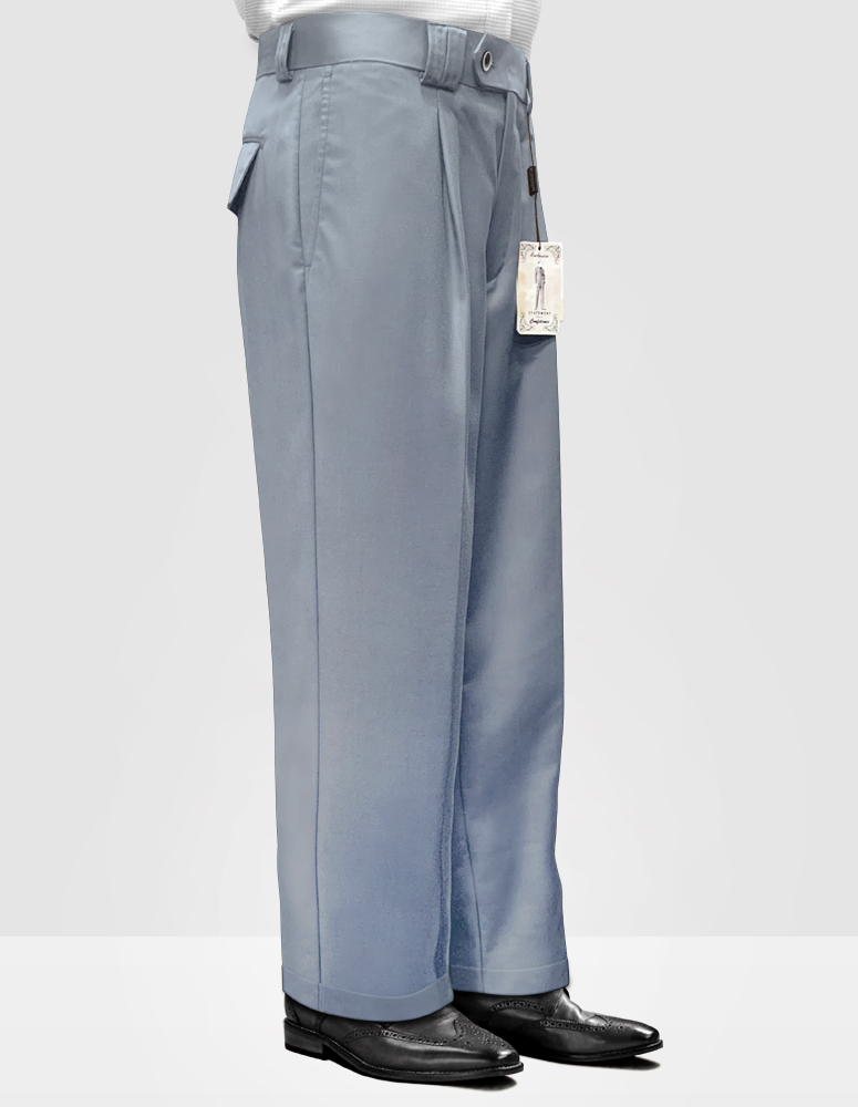 STEELBLUE WIDE LEG DRESS PANTS REGULAR FIT SUPER 150'S ITALIAN WOOL FABRIC