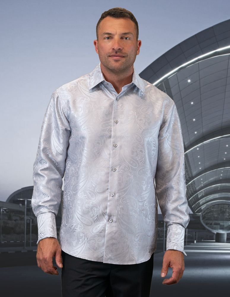 HIGH QUALITY LONG SLEEVES WOVEN DRESS SHIRT WITH MATCHING CUFF LINK  
