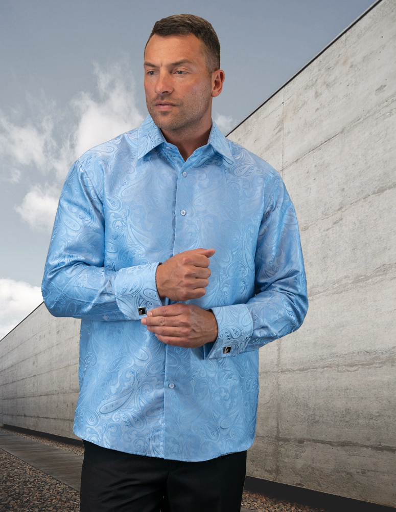 HIGH QUALITY LONG SLEEVES WOVEN DRESS SHIRT WITH MATCHING CUFF LINK  