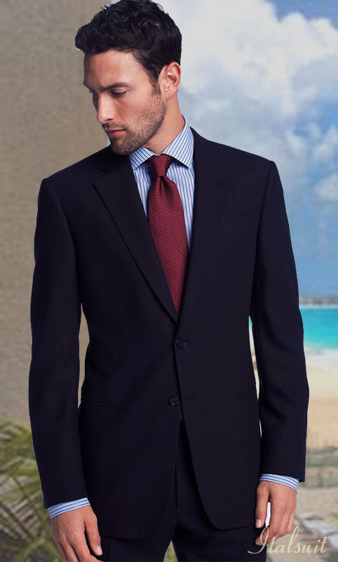 YKU-30 CLASSIC 2PC 2 BUTTON SOLID COLOR NAVY MENS SUIT STATEMENT. SUPER 150'S EXTRA FINE ITALIAN FABRIC