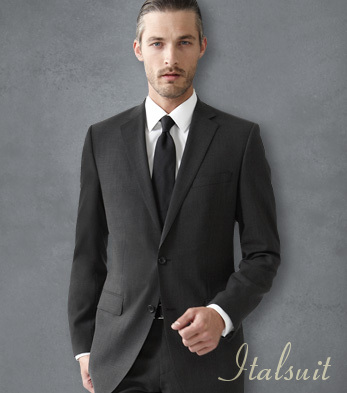 CL-500 CLASSIC 2PC 2 BUTTON SOLID COLOR CHARCOAL GARY MENS SUIT BY TESSORI UOMO. SUPER 150'S EXTRA FINE ITALIAN FABRIC    