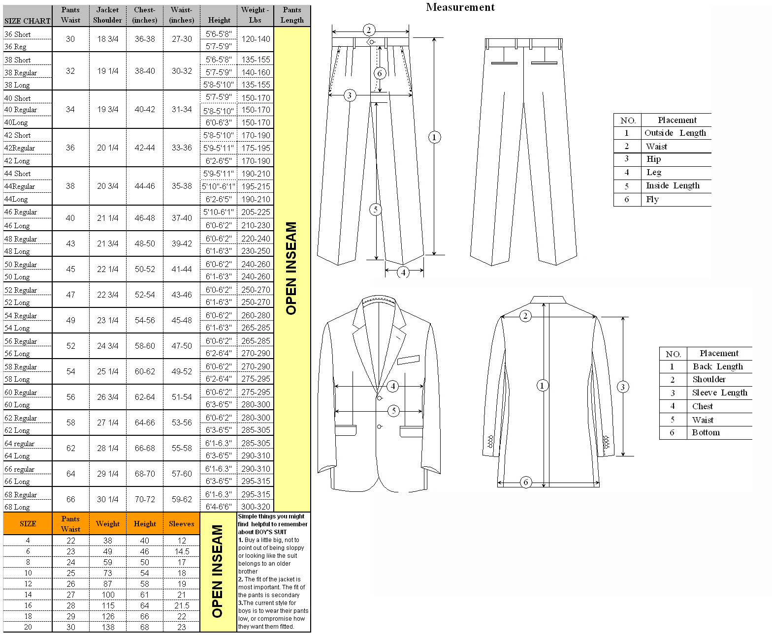 Big And Suit Size Chart